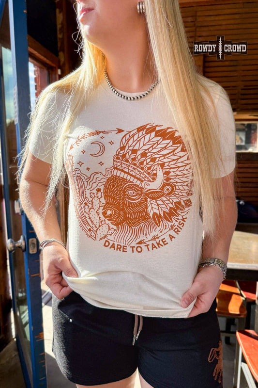 Risky Buffalo Graphic Tee; Western Cowgirl Unisex Fit (S-2XL)