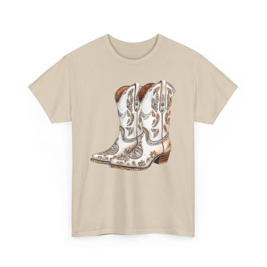 Cowgirl Boots Graphic Tee - Faux Rhinestone Western Top