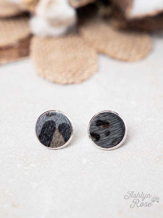 Love in a Little Stud Earrings - Grey Leopard