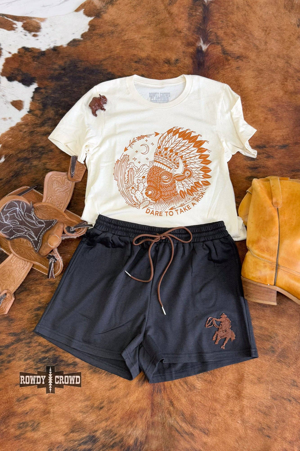 Risky Buffalo Graphic Tee; Western Cowgirl Unisex Fit (S-2XL)
