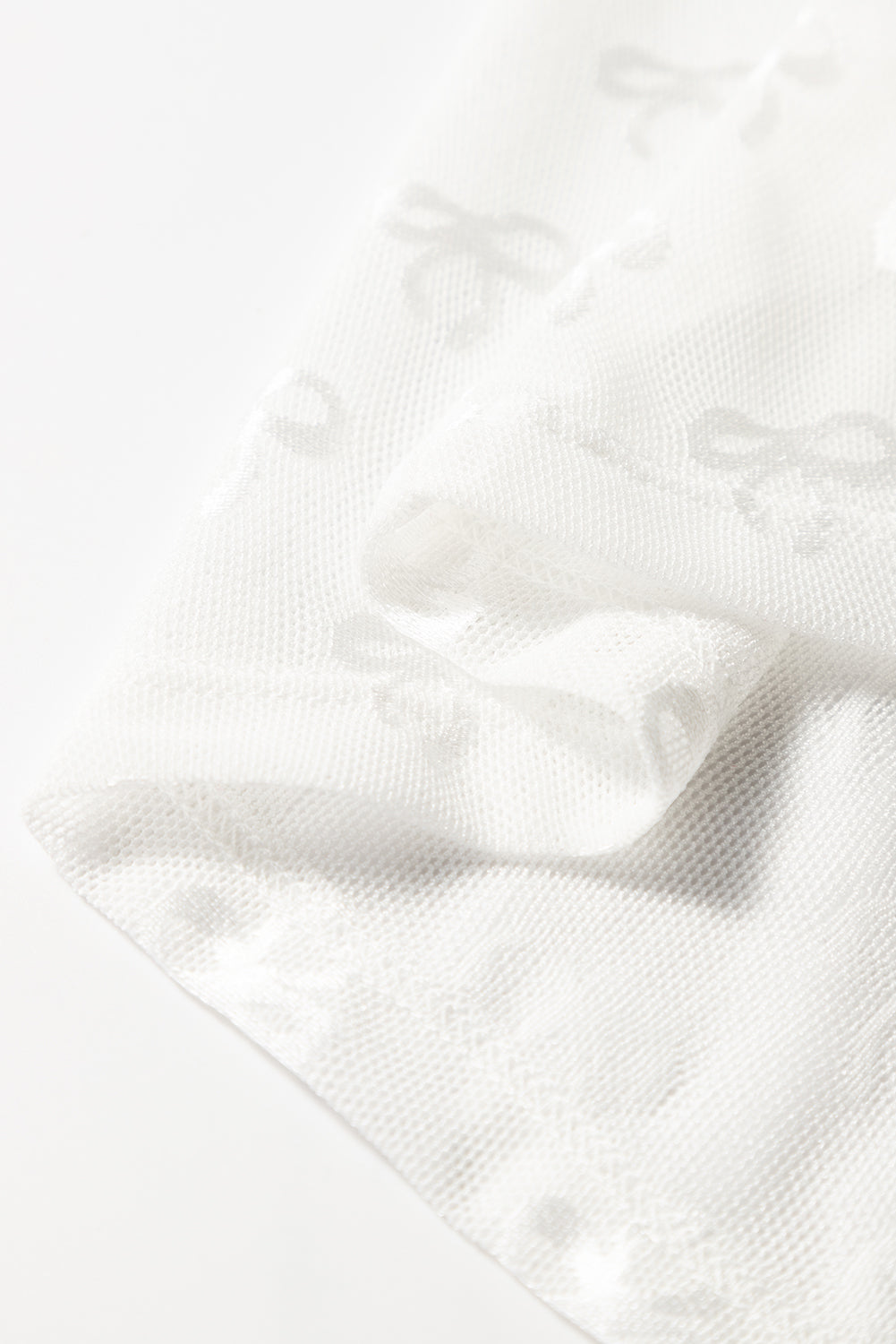 Black Mesh Bow Pattern Long Sleeve Top