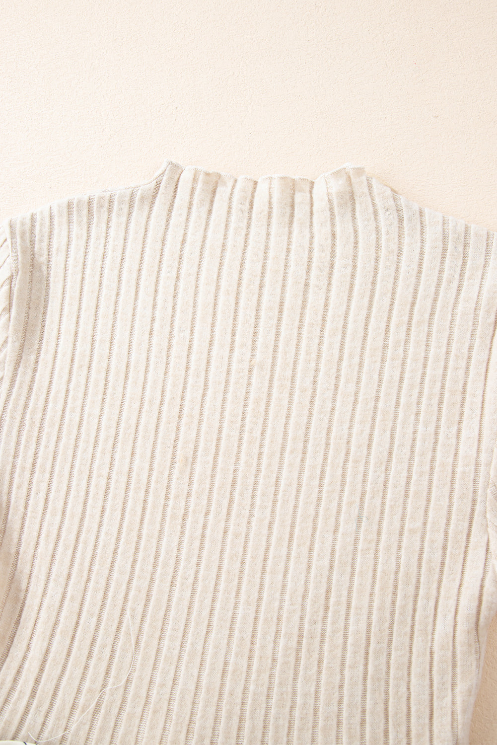 Beige Ribbed Knit Patchwork Printed Belted A-line Dress