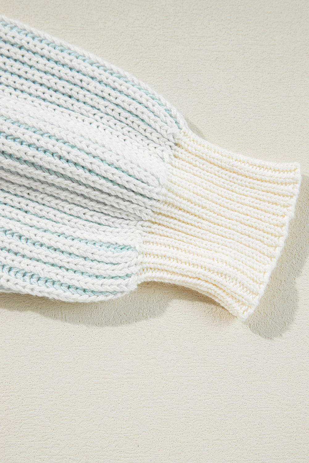 Pink Colorblock Textured Knit Bubble Sleeve Sweater