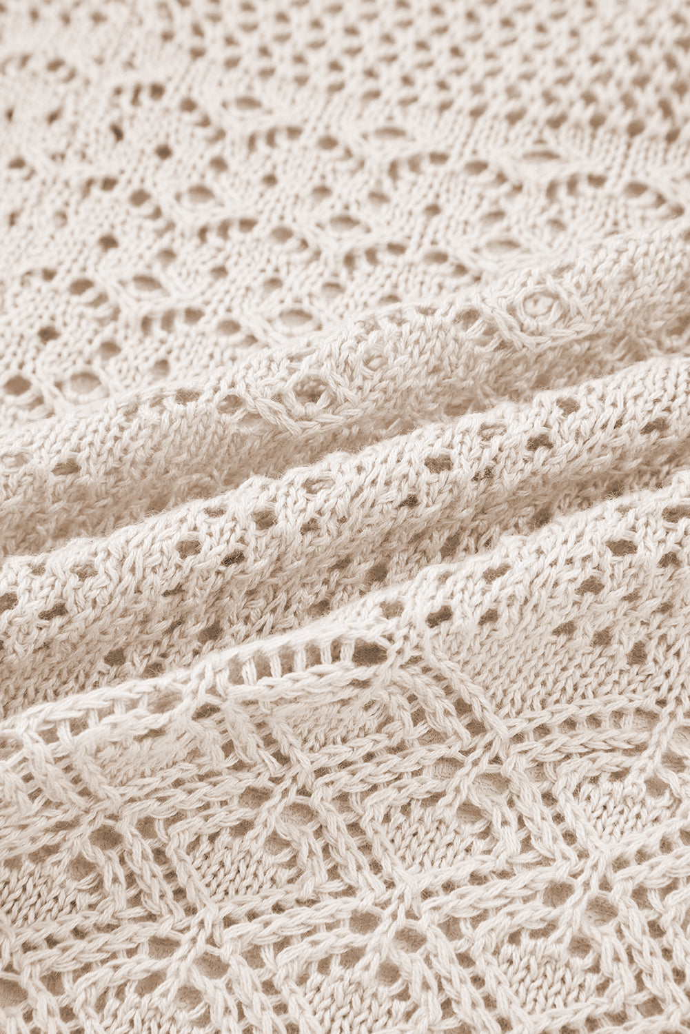 Redwood Burl Mix Pattern Hollowed Knit Open Front Cardigan