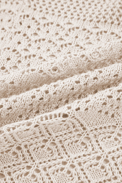 Redwood Burl Mix Pattern Hollowed Knit Open Front Cardigan