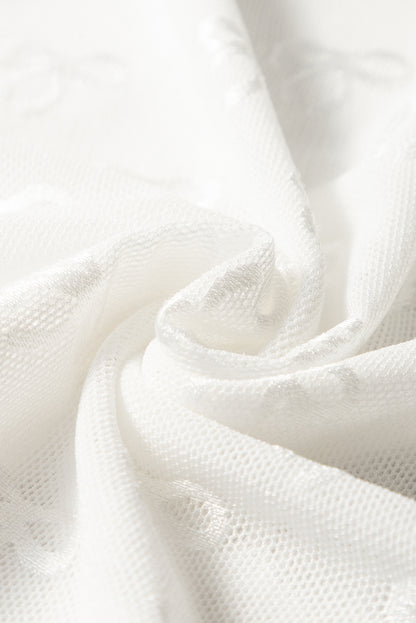 Black Mesh Bow Pattern Long Sleeve Top