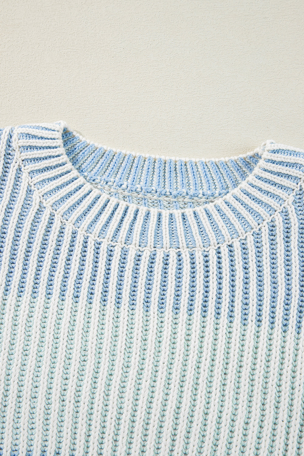 Pink Colorblock Textured Knit Bubble Sleeve Sweater