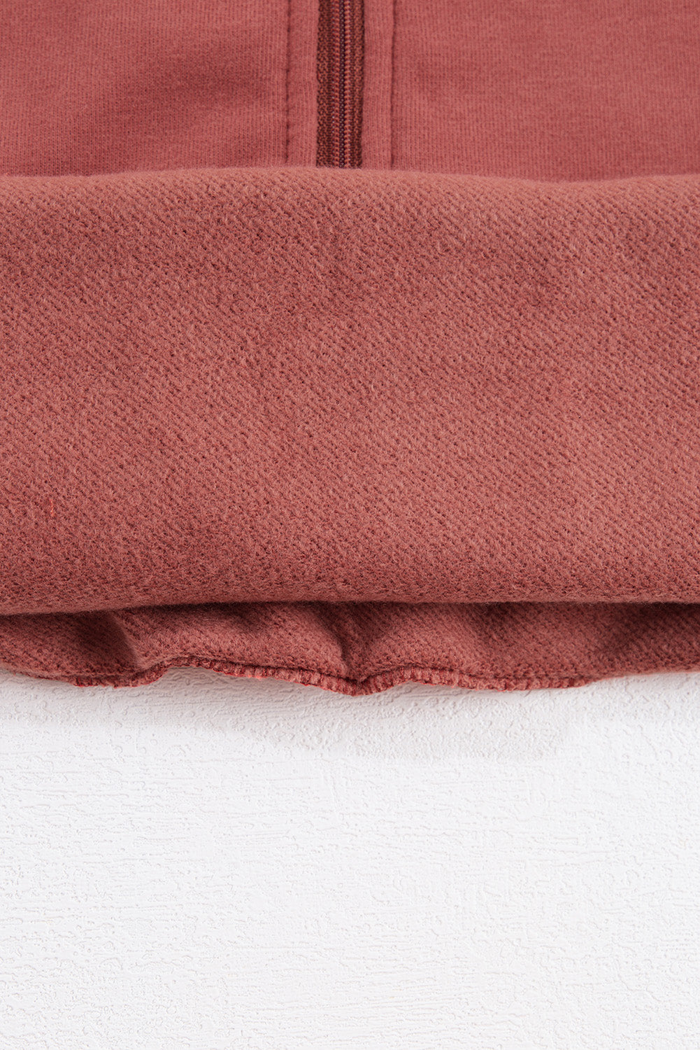 Gray Fleece Lined Zip Up Stand Collar Thumbhole Sleeve Sweatshirt