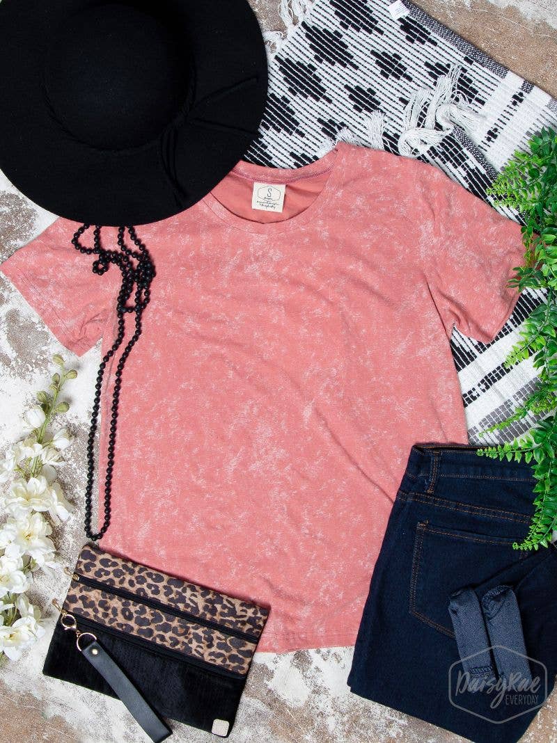 Strawberry Daiquiri Acid Wash Tee - Soft Vintage Tee for Women