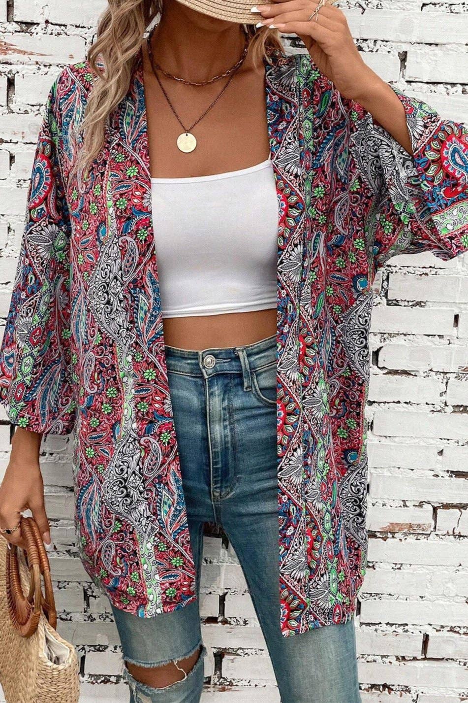 Paisley Open Front Kimono