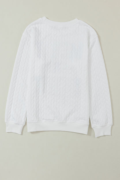 Dearlovers White Merry And Bright Cable Knit Pullover Sweatshirt