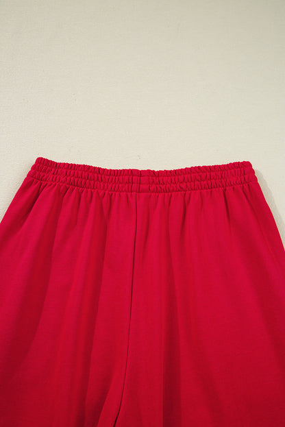 Dirty blue Varsity Striped Detail Crewneck Pullover Elastic Sweatpants 2pcs Outfit