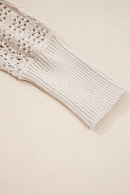 Redwood Burl Mix Pattern Hollowed Knit Open Front Cardigan