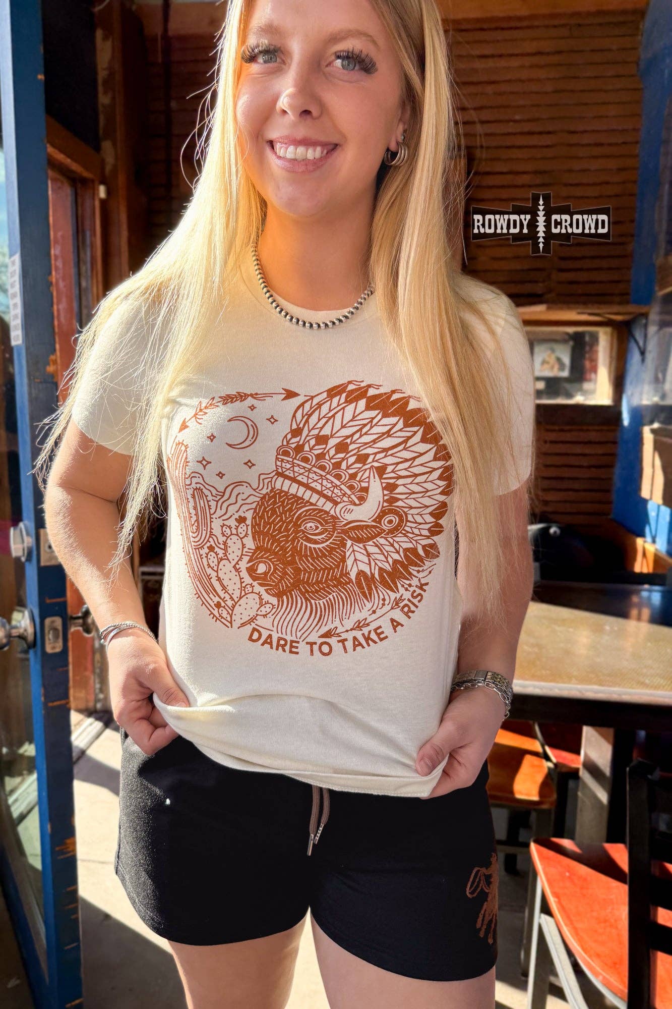 Risky Buffalo Graphic Tee; Western Cowgirl Unisex Fit (S-2XL)