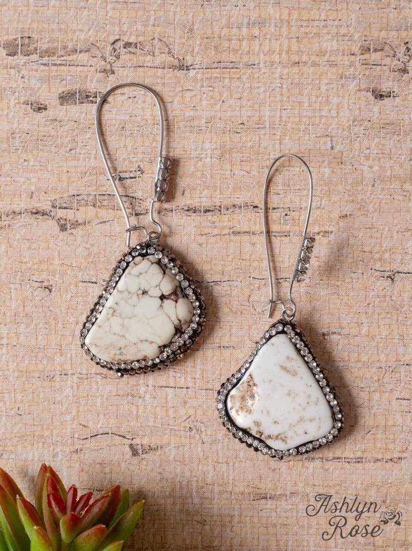 You Rock My Soul Rhinestone Cream Dangle Earrings-Southern Charm Statement Jewelry