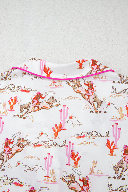 White Cowgirl Country Print Pajamas Set
