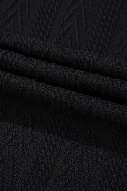 Beige Floral Patchwork Textured Knit Drawstring V Neck Blouse