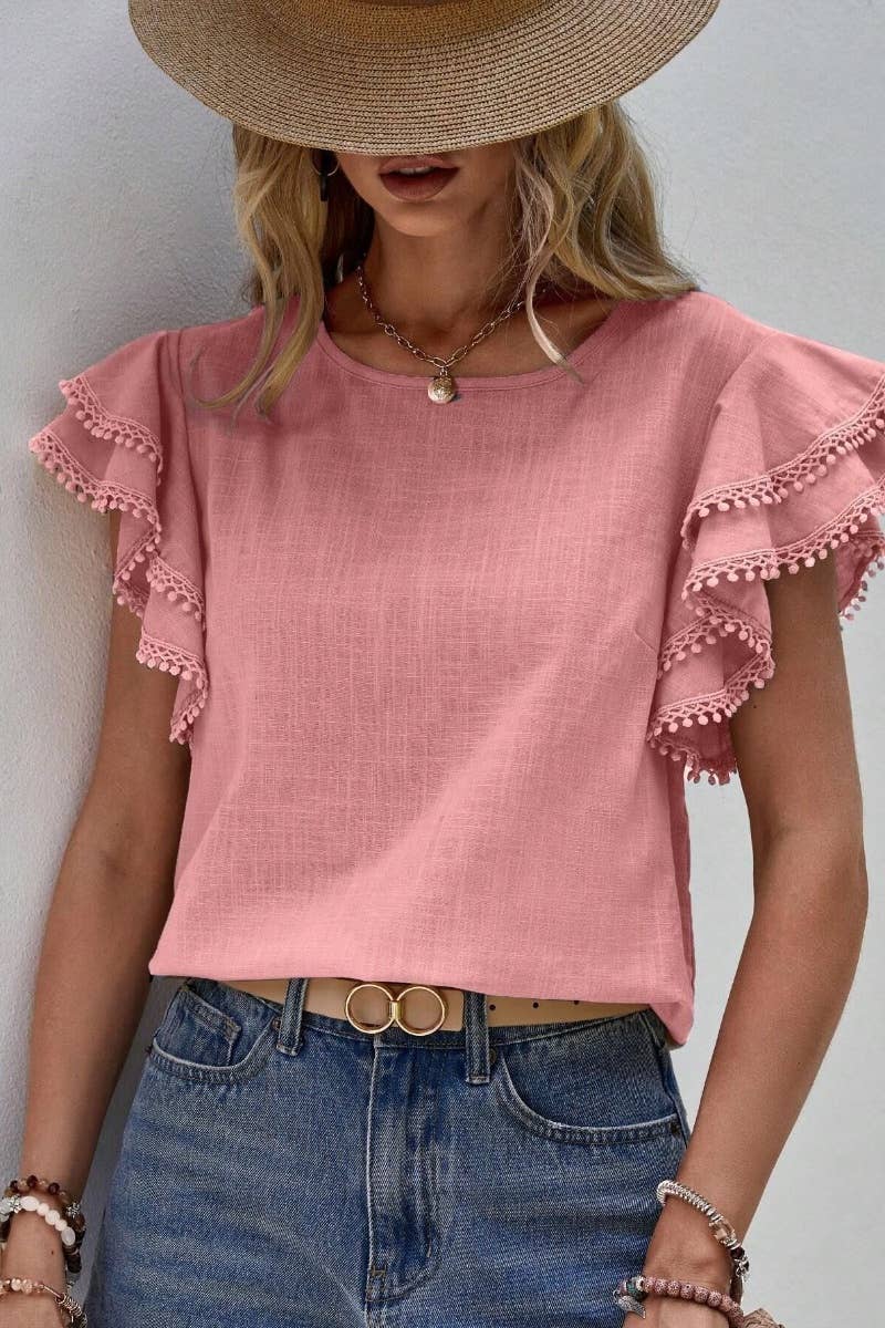 Summer Breeze Batwing Sleeve Tee - Soft Pink Comfort in Every Stitch
