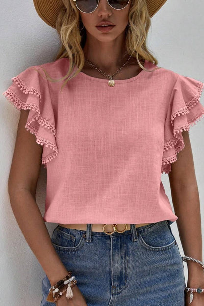 Summer Breeze Batwing Sleeve Tee - Soft Pink Comfort in Every Stitch