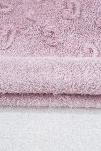 Light Pink Textured Leopard Fleece Loose Two Piece Lounge Set