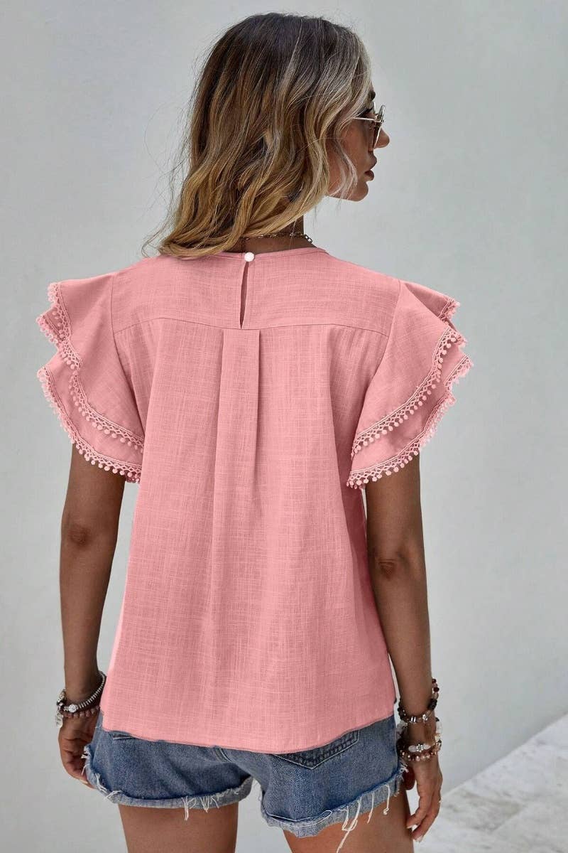 Summer Breeze Batwing Sleeve Tee - Soft Pink Comfort in Every Stitch