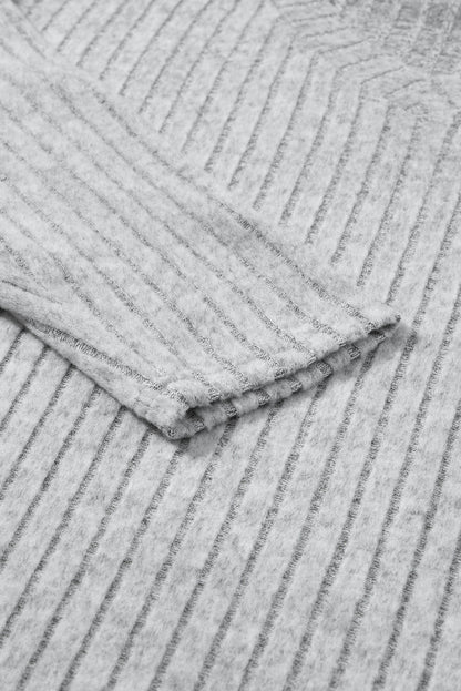 Khaki Ribbed Knit V Neck Slouchy Two-piece Outfit