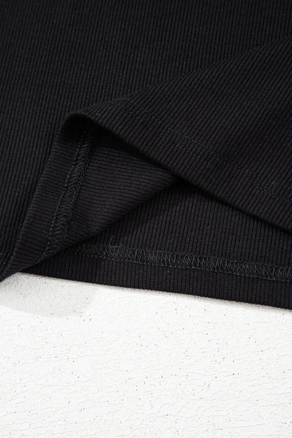 Black Floral Sheer Mesh Short Sleeve Mock Neck Blouse