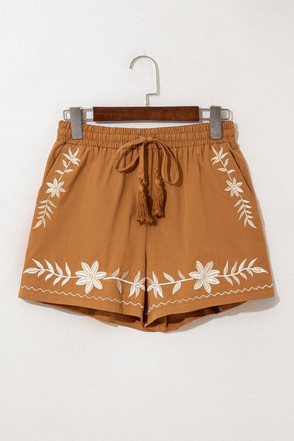 Boho Floral Embroidered Summer Shorts