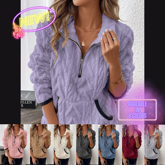 Southern Luxe Full Size Sherpa Half Zip Sweatshirt | Plush Zip Pullover | Holiday Cozy Gift