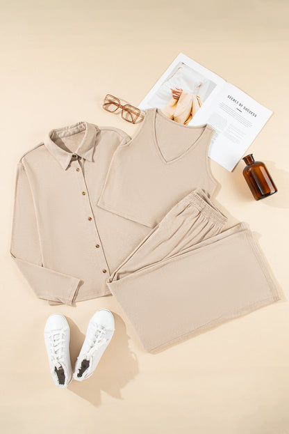 Oatmeal 3-Piece Cozy Knit Lounge Set | Women’s Casual Loungewear Outfit