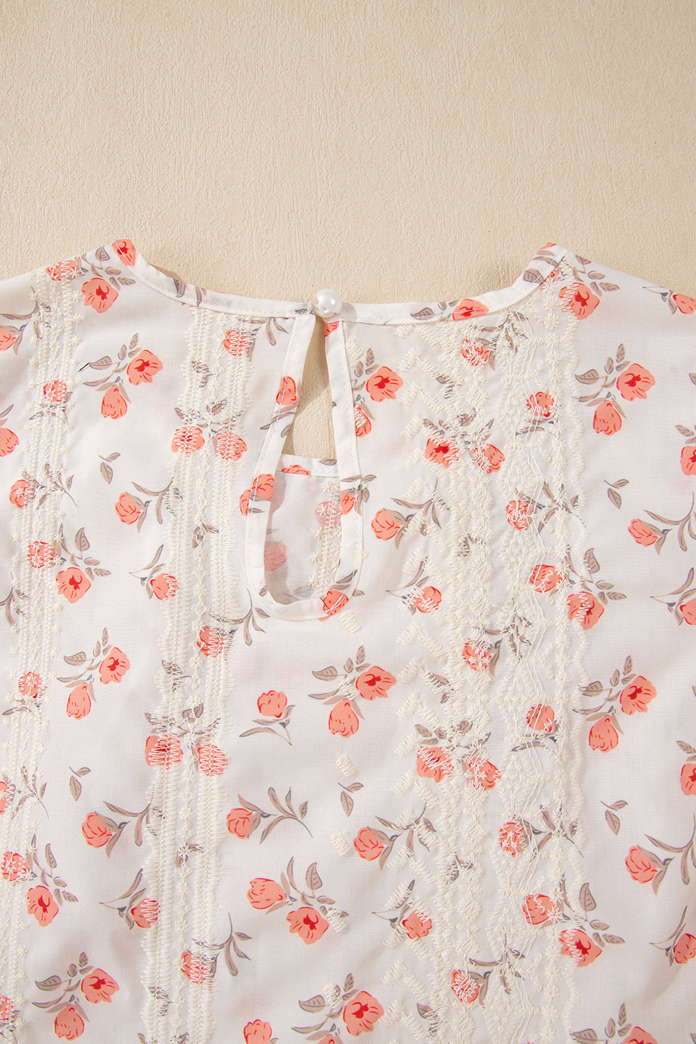 Blush Bloom Embroidered Crochet Blouse – Pink Boho Cap Sleeve Top