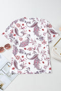 White Vintage Paisley Mock Neck T-Shirt – Retro Western Chic