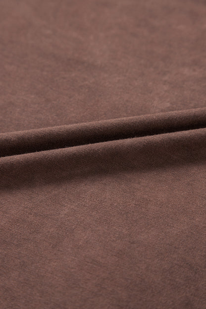 Chestnut Mineral Wash Criss Cross V-Neck Casual T-Shirt | Women’s Western Inspired Top