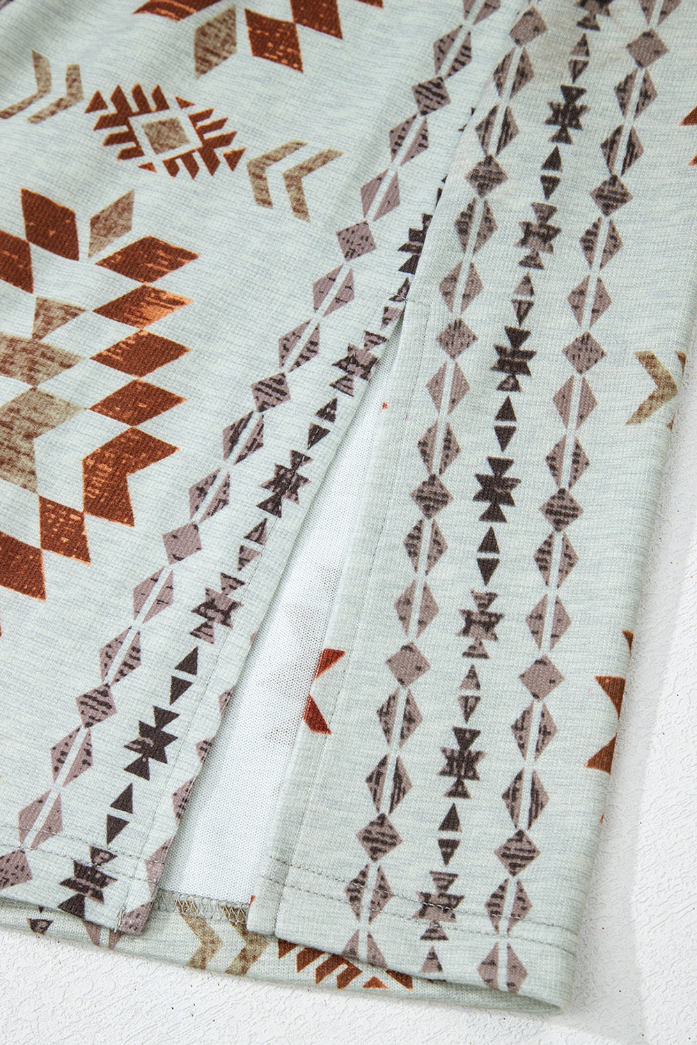 Brown Western Aztec Print Open Front Longline Cardigan – Western Boho Layering Piece