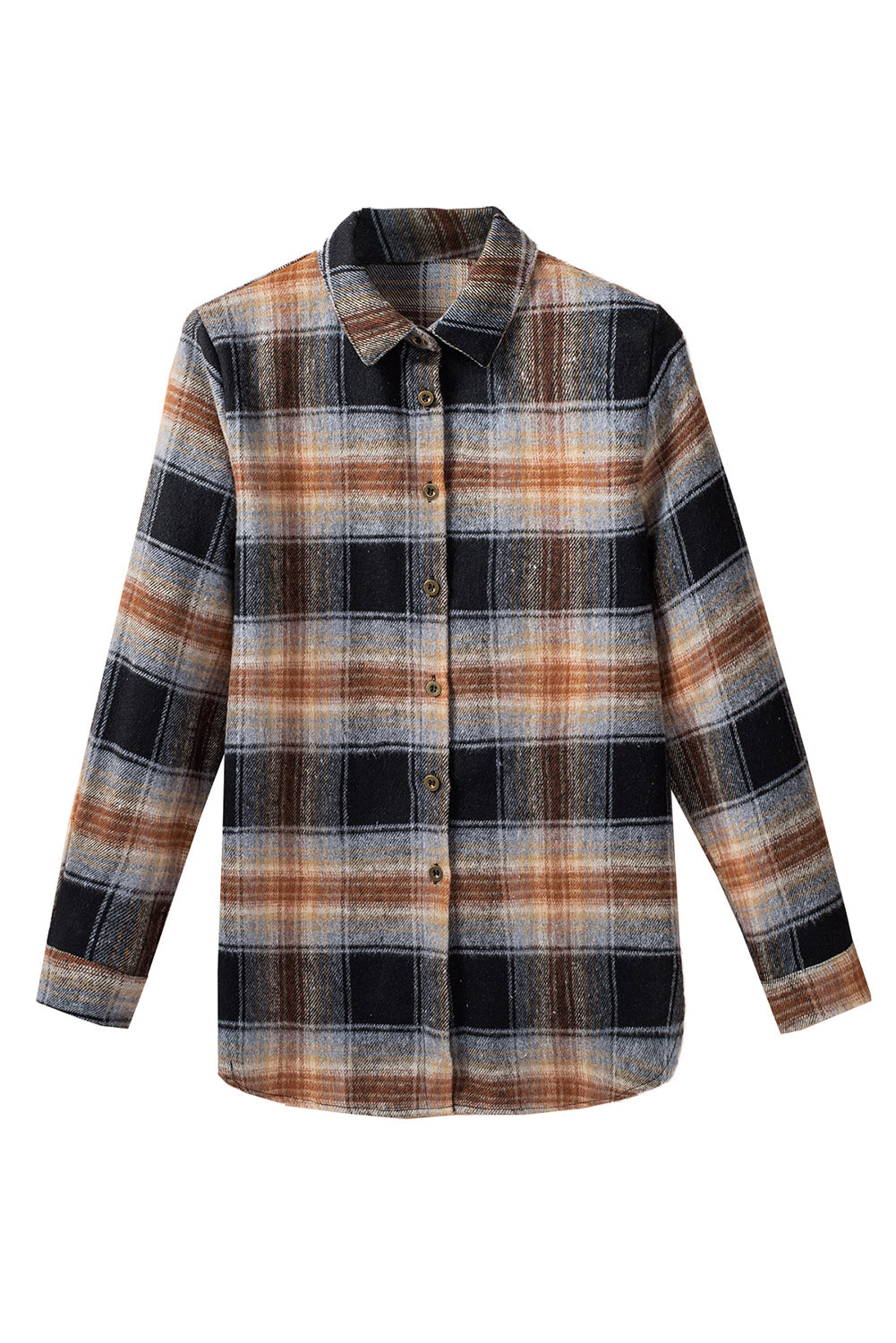 Black Oversized Plaid Shacket with Rounded Hem & Side Slits | Cozy Fall & Holiday Layering Piece