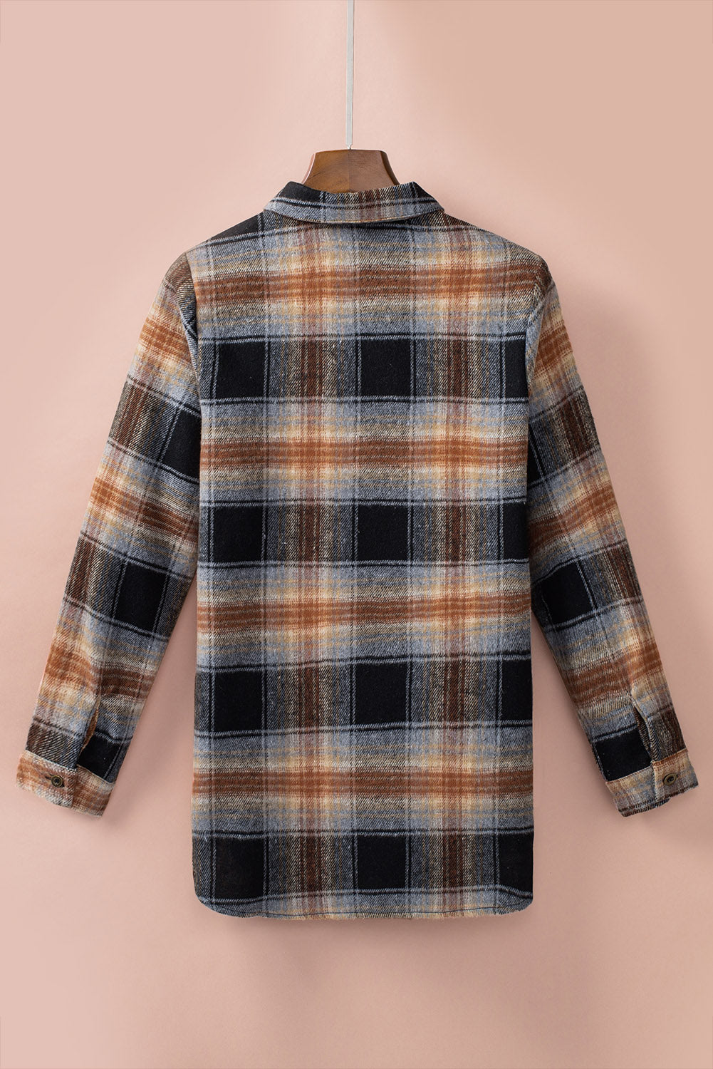Black Oversized Plaid Shacket with Rounded Hem & Side Slits | Cozy Fall & Holiday Layering Piece