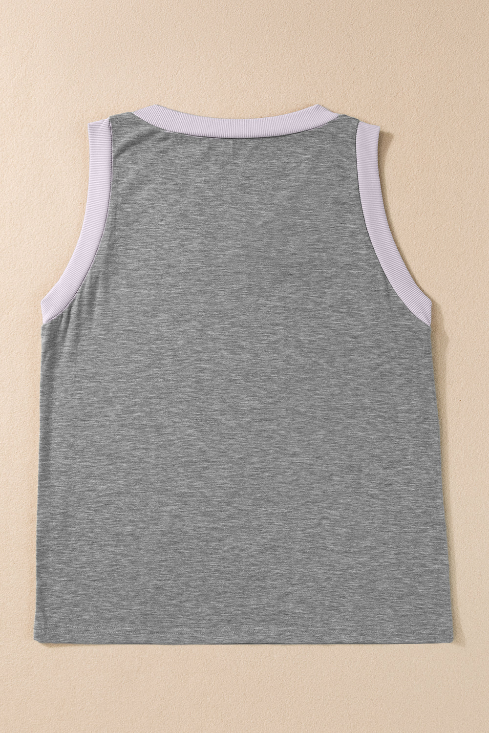 Ribbed Trim V-Neck Tank Top