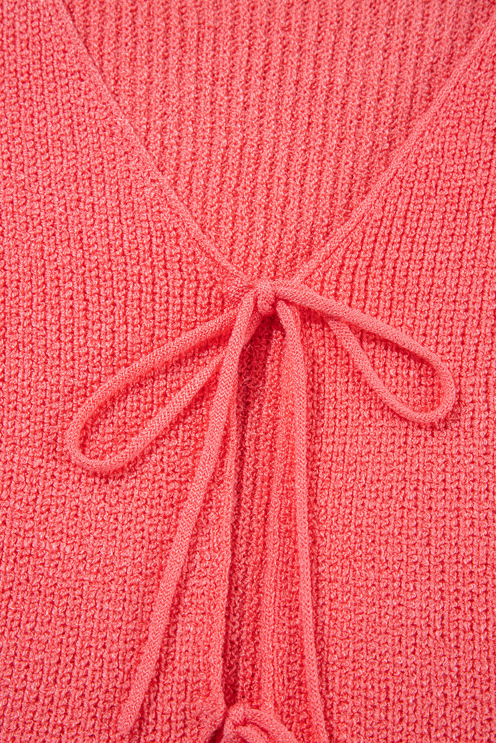 Tomato Red Lace-Up Front V-Neck Sweater Vest – Sleeveless Knit Layering Top