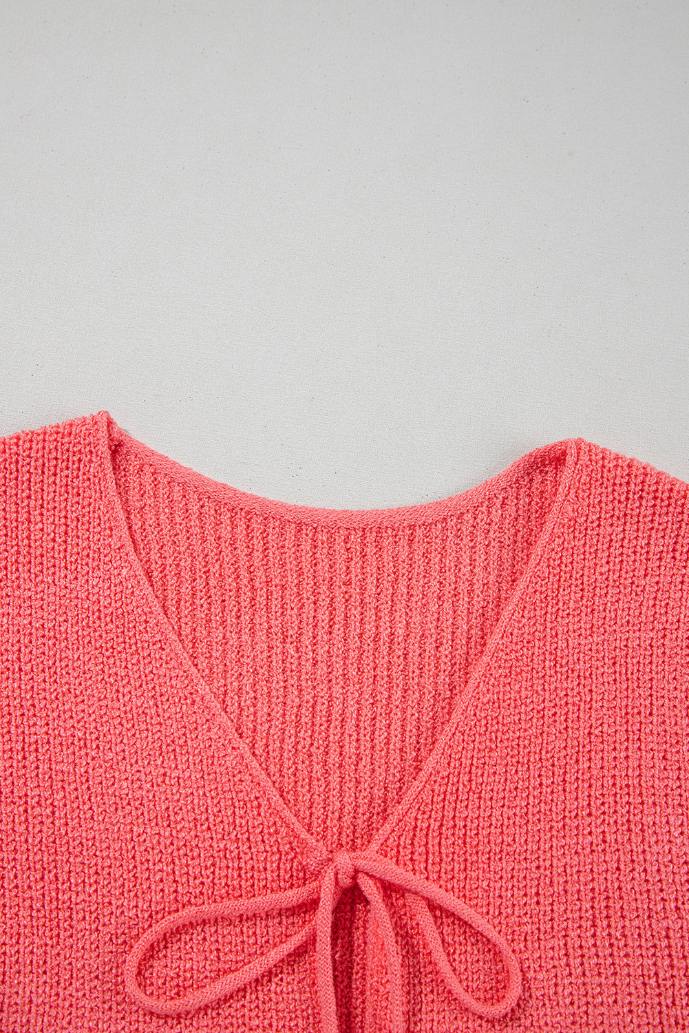 Tomato Red Lace-Up Front V-Neck Sweater Vest – Sleeveless Knit Layering Top