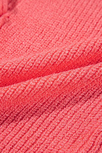 Tomato Red Lace-Up Front V-Neck Sweater Vest – Sleeveless Knit Layering Top