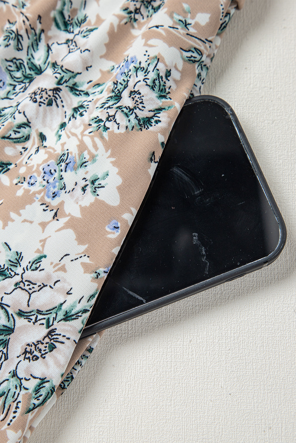 Khaki Maple Grove Floral Smocked Puff Sleeve Maxi Dress