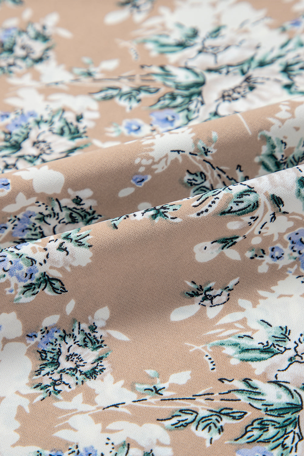 Khaki Maple Grove Floral Smocked Puff Sleeve Maxi Dress