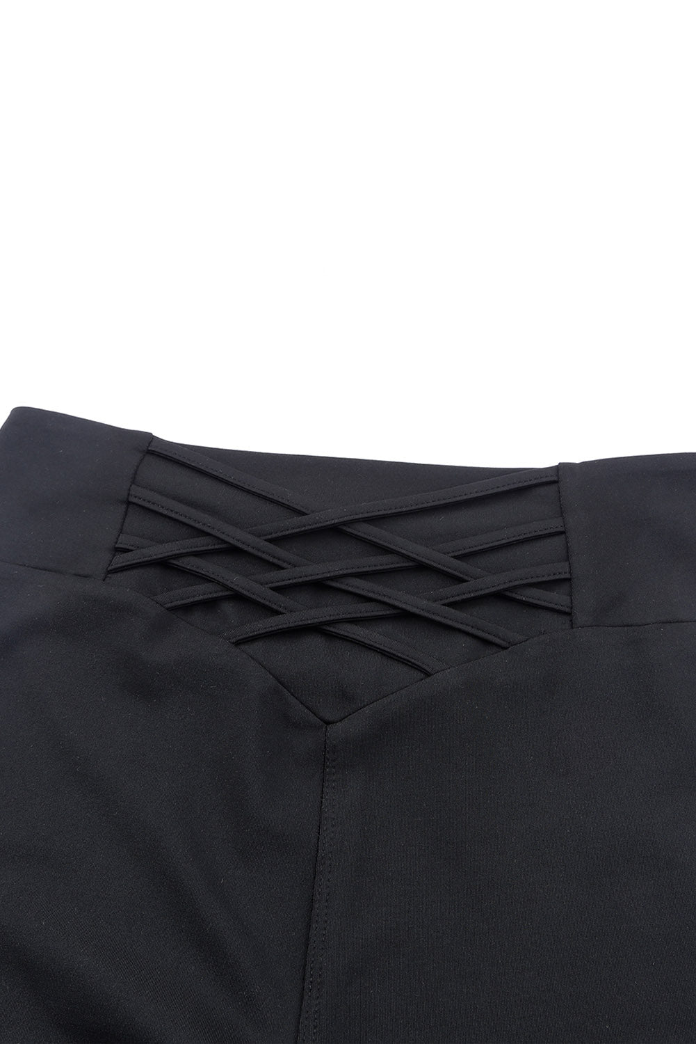 Black Criss Cross Tummy Control Leggings | High Waist Yoga Pants (S–XL)