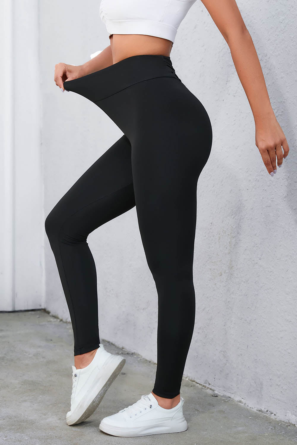 Black Criss Cross Tummy Control Leggings | High Waist Yoga Pants (S–XL)