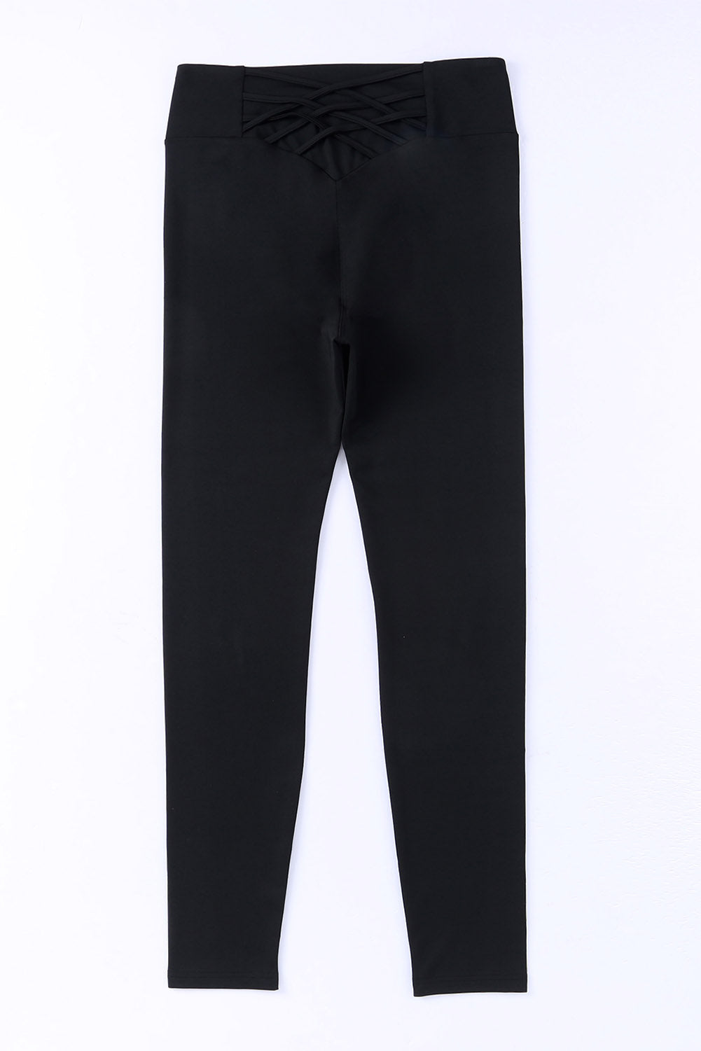 Black Criss Cross Tummy Control Leggings | High Waist Yoga Pants (S–XL)