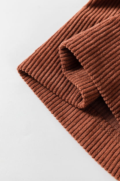 High Waist Square Pockets Corduroy Pants – Brown