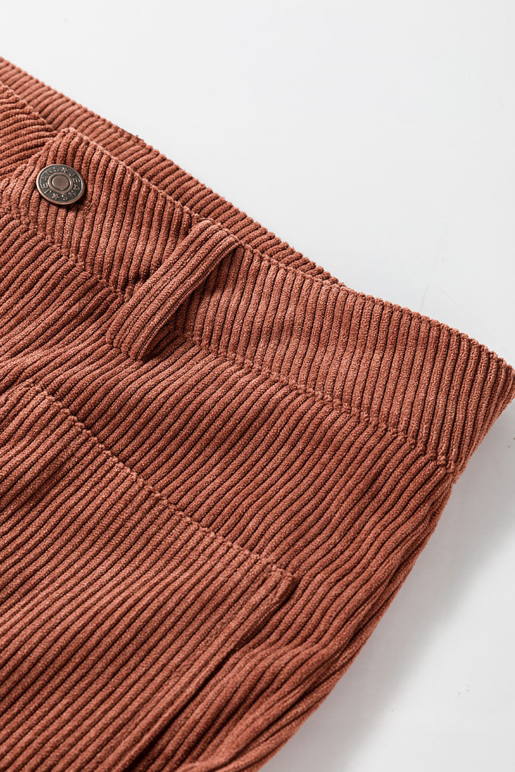 High Waist Square Pockets Corduroy Pants – Brown