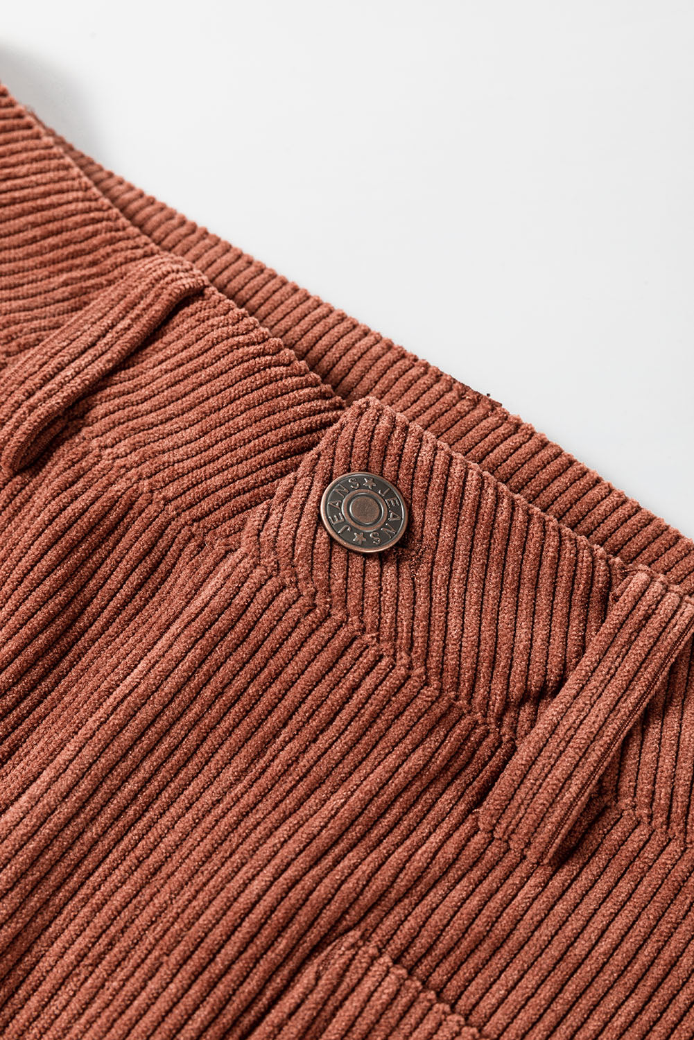 High Waist Square Pockets Corduroy Pants – Brown
