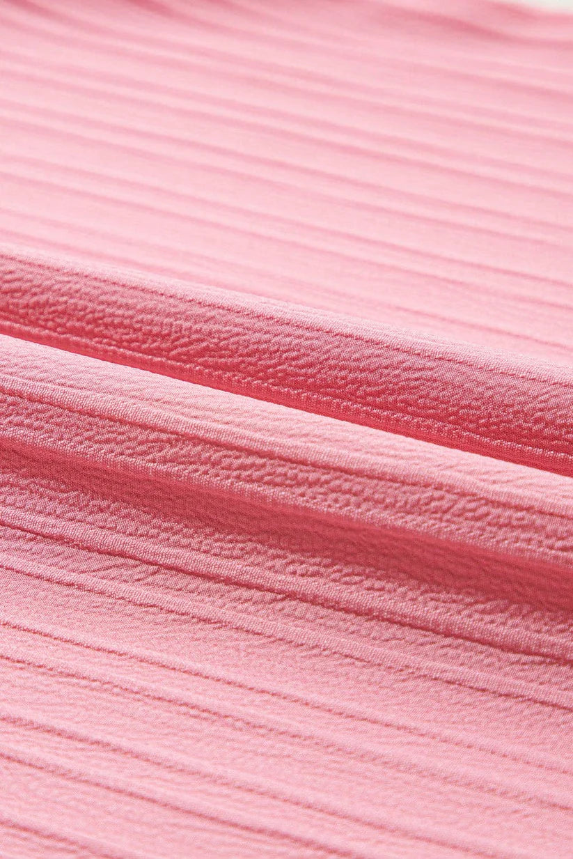 Peach Blossom Ruffled V-Neck Textured Plus Size Top