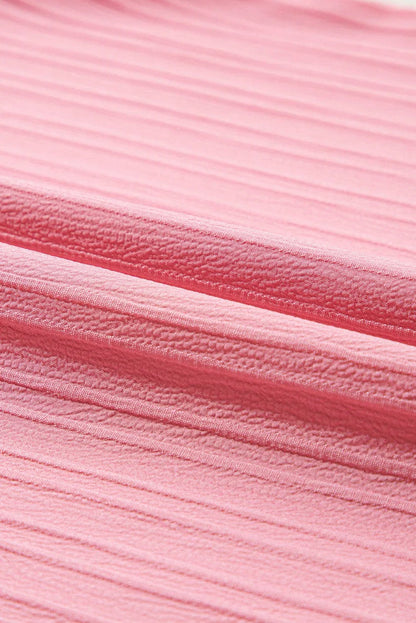 Peach Blossom Ruffled V-Neck Textured Plus Size Top